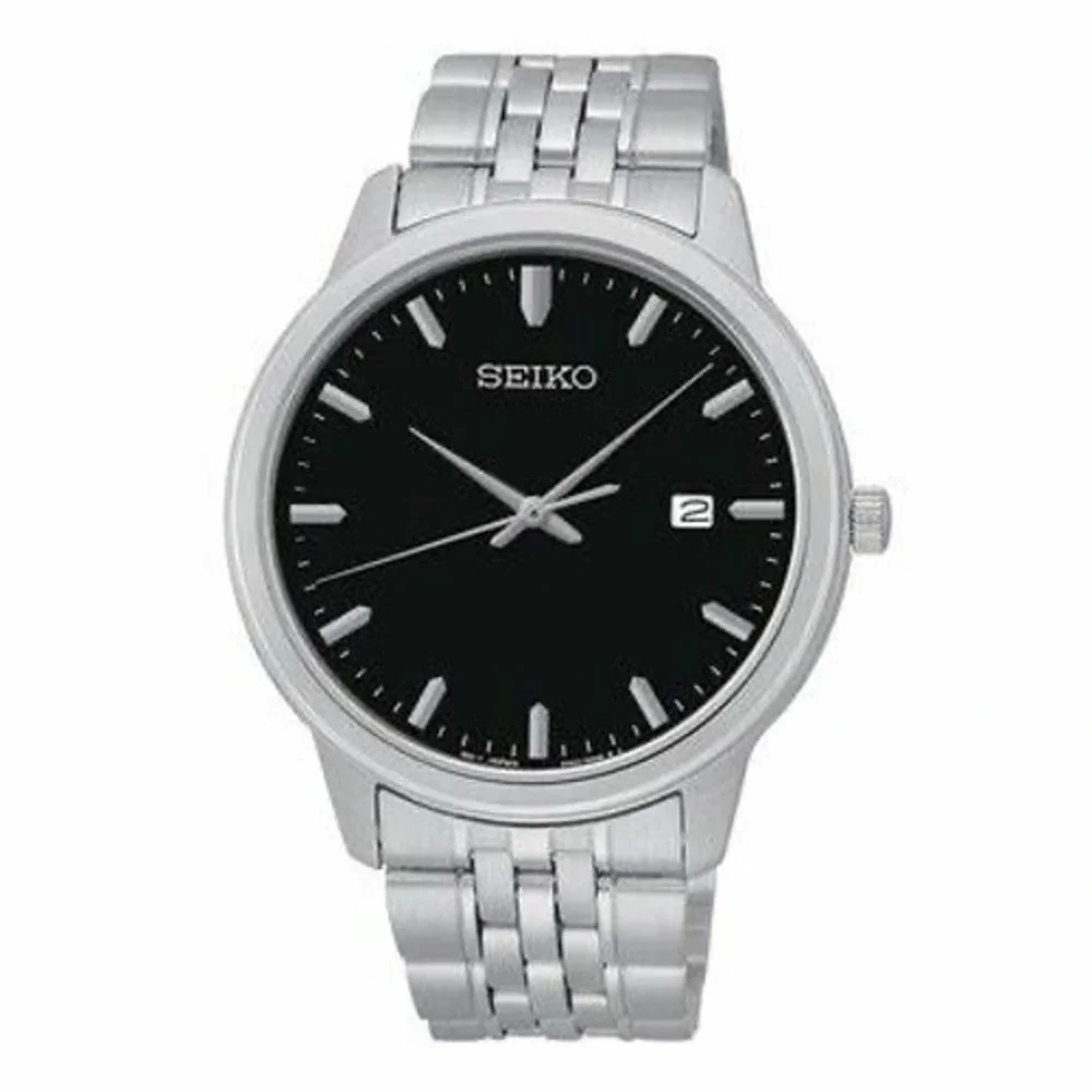 Seiko SUR093 Prime Stainless Steel Black Dial Mens Quartz Watch NEW IN BOX
